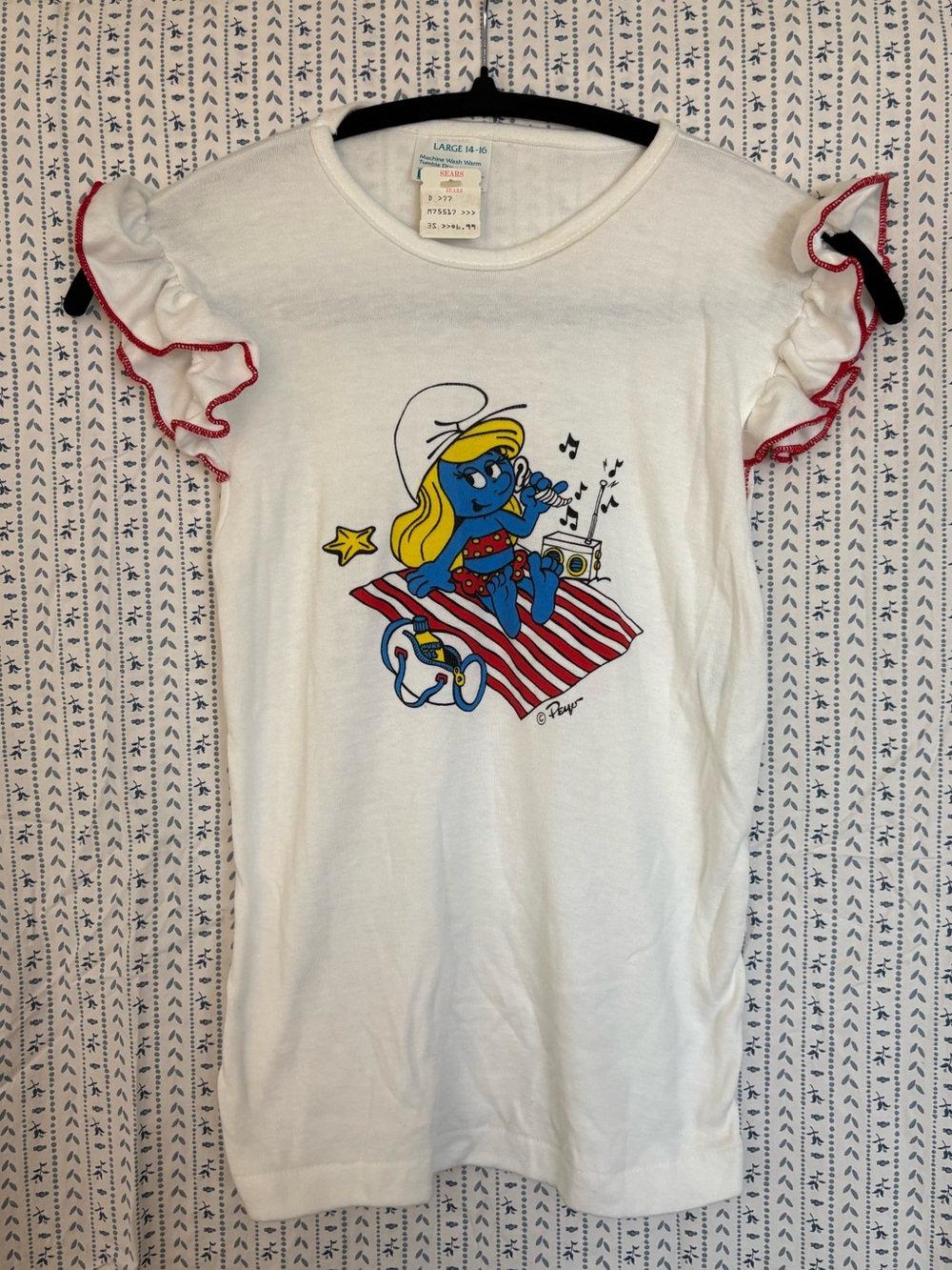 Smurfette Ruffle Sleeve Kids Tee - White